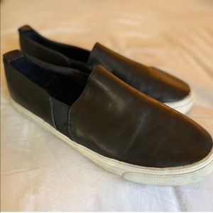 Gap • black leather slip on flats shoes size 10